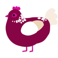 A maroon and cream chicken with a neck-speckle pattern