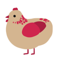 A beige and crimson chicken with a neck-speckle pattern