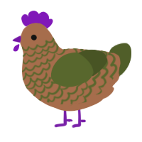 mossy turd, a brown and olive chicken with a lace pattern