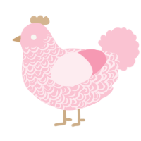 A rose chicken with a double-lace pattern