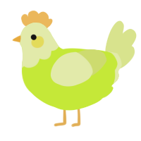 A lime and lemon chicken with a head pattern