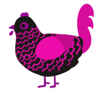 Glowstick Chomper, a sable and fuchsia chicken with a lace pattern