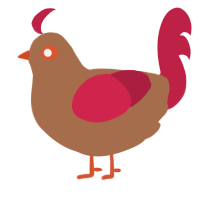 A brown and crimson chicken
