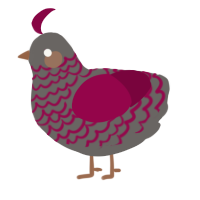 A grey and maroon chicken with a lace pattern