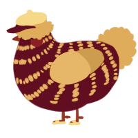 A maroon and gold chicken with a bar pattern