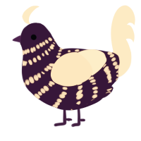 A gluppy and tumblr chicken with a bar pattern
