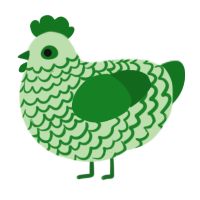 A gluppy and leaf chicken with a lace pattern