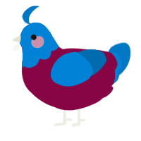A maroon and sapphire chicken with a head pattern