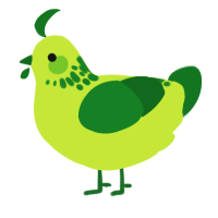 A lime and leaf chicken with a neck-speckle pattern