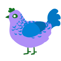 A lilac and sapphire chicken with a half-lace pattern