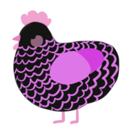 A black and orchid chicken with a lace pattern