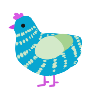 A cerulean and gluppy chicken with a bar pattern