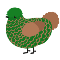 A leaf and brown chicken with a lace pattern