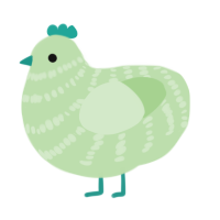 A gluppy chicken with a bar pattern