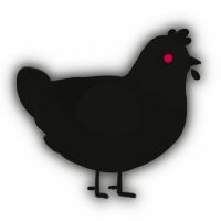 A black chicken with a head pattern