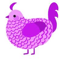 A lavender and amethyst chicken with a lace pattern
