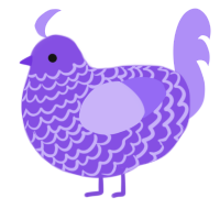 A blurple and lilac chicken with a lace pattern