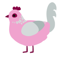 Berry Berry Frosty, a pink and silver chicken with a neck-speckle pattern