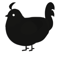 A black chicken with a head pattern