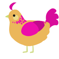 A honey and fuchsia chicken with a neck-speckle pattern