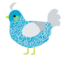 A cerulean and mist chicken with a double-lace pattern
