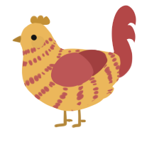 A honey and red chicken with a bar pattern