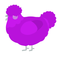 A amethyst chicken with a head pattern