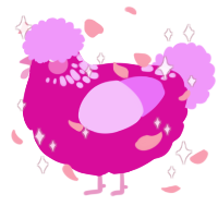 A fuchsia and lavender chicken with a neck-speckle pattern