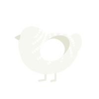 A white chicken with a half-bar pattern