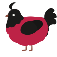A crimson and sable chicken with a head pattern