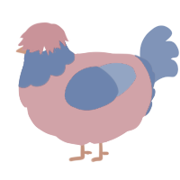 A turquoise and gold chicken with a head pattern