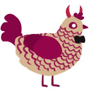 A beige and maroon chicken with a lace pattern