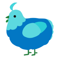 A sapphire and aqua chicken with a head pattern