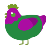 Barney, a viridian and plum chicken with a head pattern