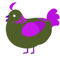 A olive and amethyst chicken with a neck-speckle pattern