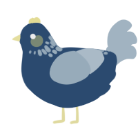 A beige and bark chicken with a neck-speckle pattern
