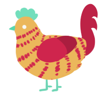 A honey and crimson chicken with a bar pattern