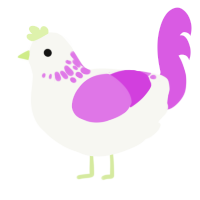 carnation, a white and orchid chicken with a neck-speckle pattern