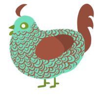 A mint and russet chicken with a double-lace pattern