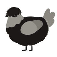 A sable and ash chicken with a head pattern