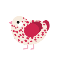 Betty Crocker, a cream and crimson chicken with a speckle pattern