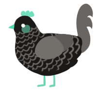 A sable and grey chicken with a lace pattern