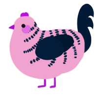 A pink and tumblr chicken with a half-bar pattern