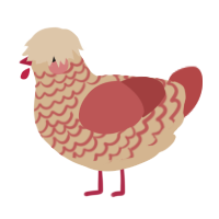 A beige and red chicken with a lace pattern