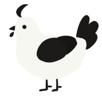 A white and sable chicken