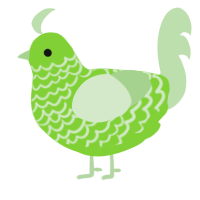 A grass and gluppy chicken with a lace pattern