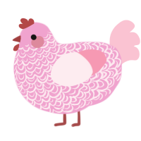 A pink and rose chicken with a double-lace pattern