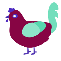 A maroon and mint chicken