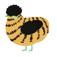 A honey and black chicken with a bar pattern