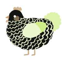A black and apple chicken with a lace pattern